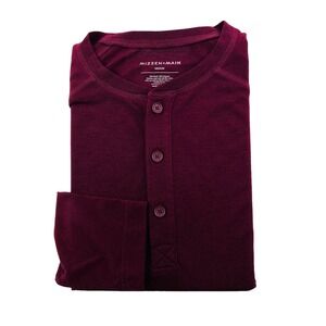 Mizzen+Main Marbled Maroon 1/4 Btnn Nylon Rayon Pullover Sweater Mens Size Large